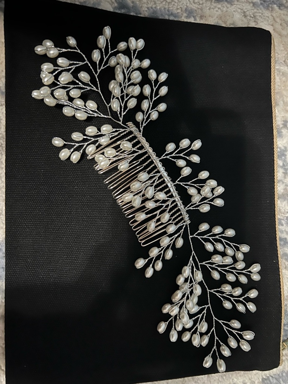 Pearl Branch Hair Comb - Silver and White Wedding Accessory